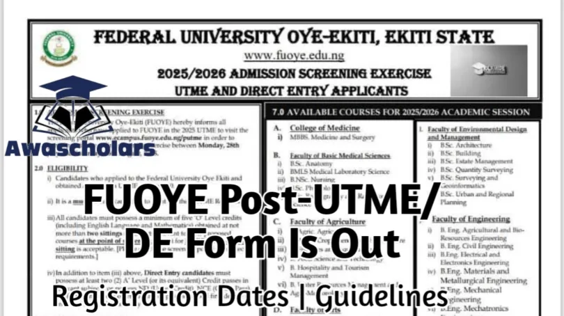 FUOYE Post-UTME/DE Form