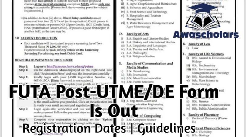 FUTA Post-UTME/DE Form