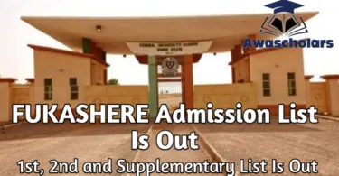 FUKASHERE Admission List 2025/2026