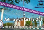 FUTMINNA Admission List
