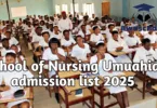 School of Nursing Umuahia Admission List