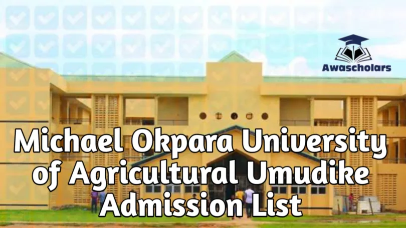 Michael Okpara University of Agricultural Umudike Admission List 2025/2026