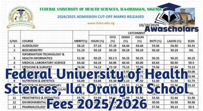 Federal University of Health Sciences Ila Orangun (FUHSI) School Fees 2025/2026