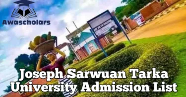 Joseph Sarwuan Tarka University Admission List 2025/2026