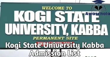 Kogi State University Kabba Admission List 2025/2026