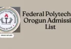 Federal Polytechnic Orogun Admission List 20252026 Academic Session